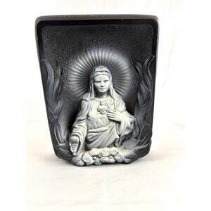 Vintage Sacred Heart Mary Chalkware By Creative Arts Inc USA 1960s Religious